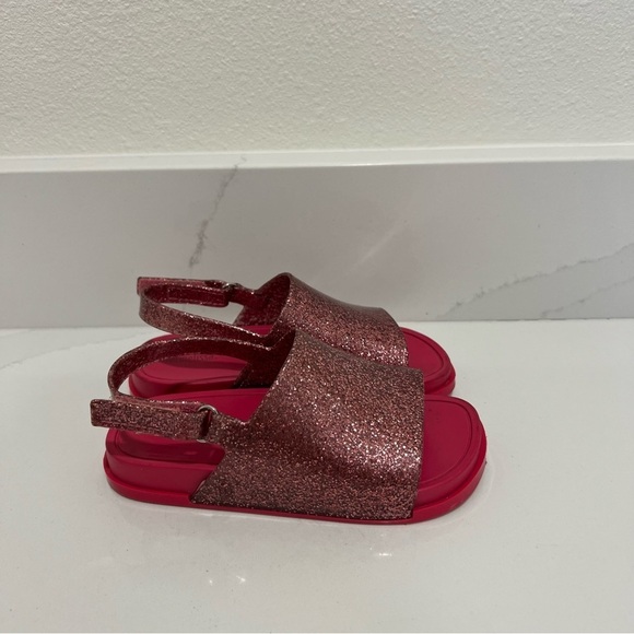 Mini Melissa Garnet Glitter Beach Slingback Open Toe Slide Sandals Size 10 - Picture 3 of 11